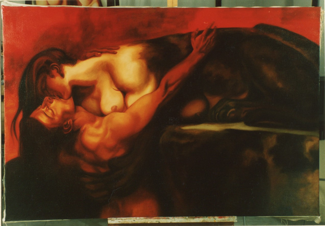 Da: Franz von Stuck - The Kiss of the Sphinx - olio su tela