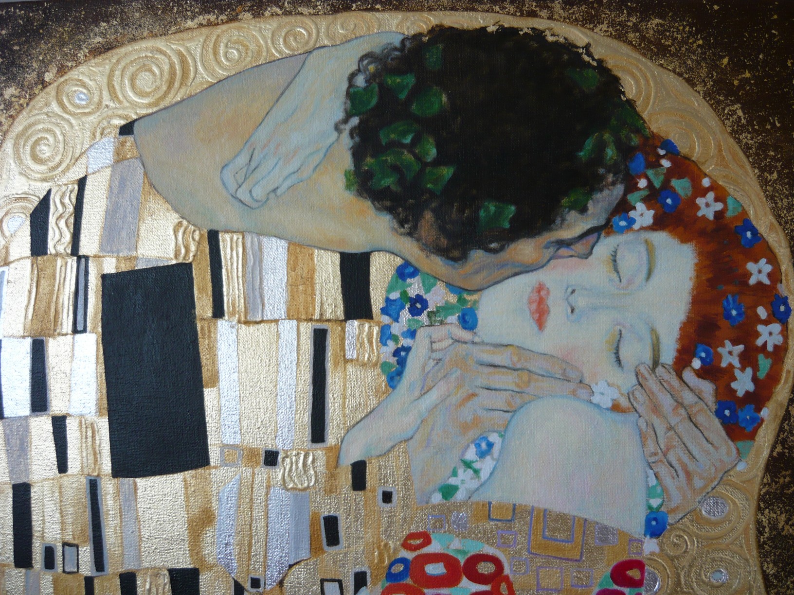Da: Gustav Klimt - Il bacio - particolare olio e foglie d'oro su tela cm. 100 x 100
