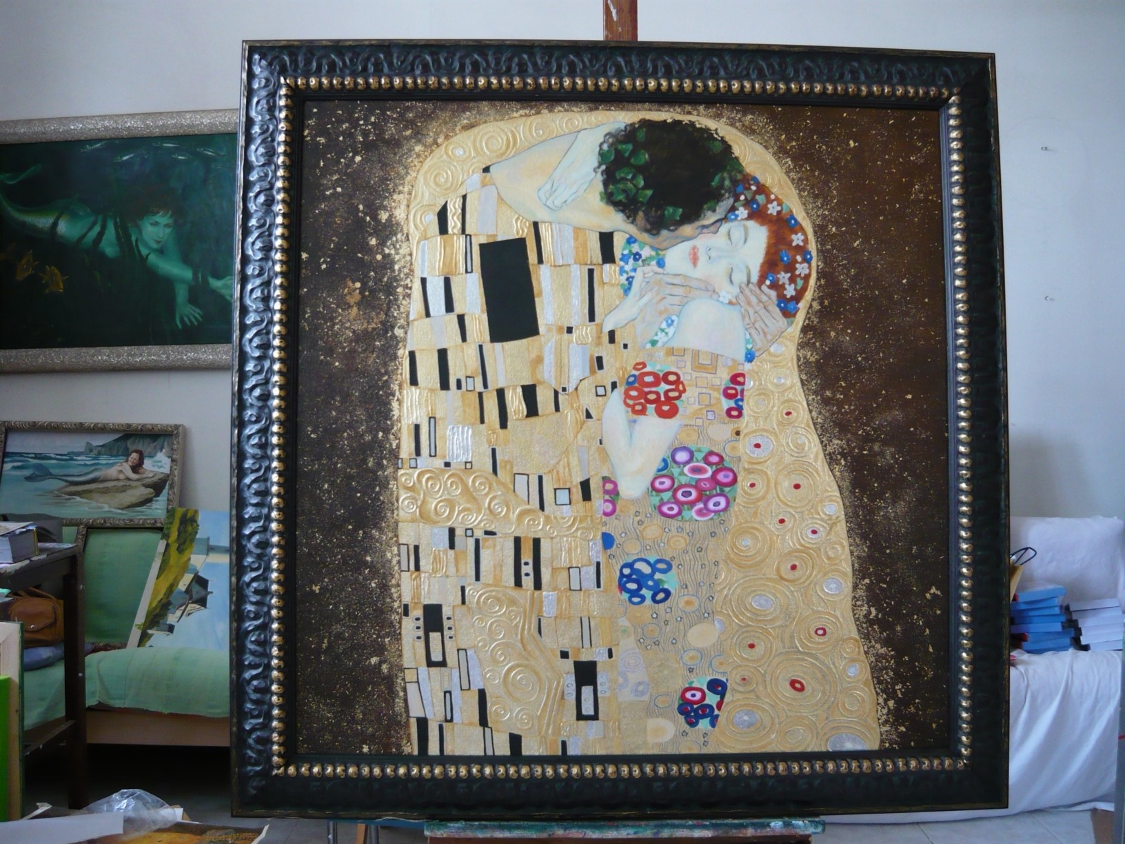 Da: Gustav Klimt - Il bacio - particolare olio e foglie d'oro su tela cm. 100 x 100