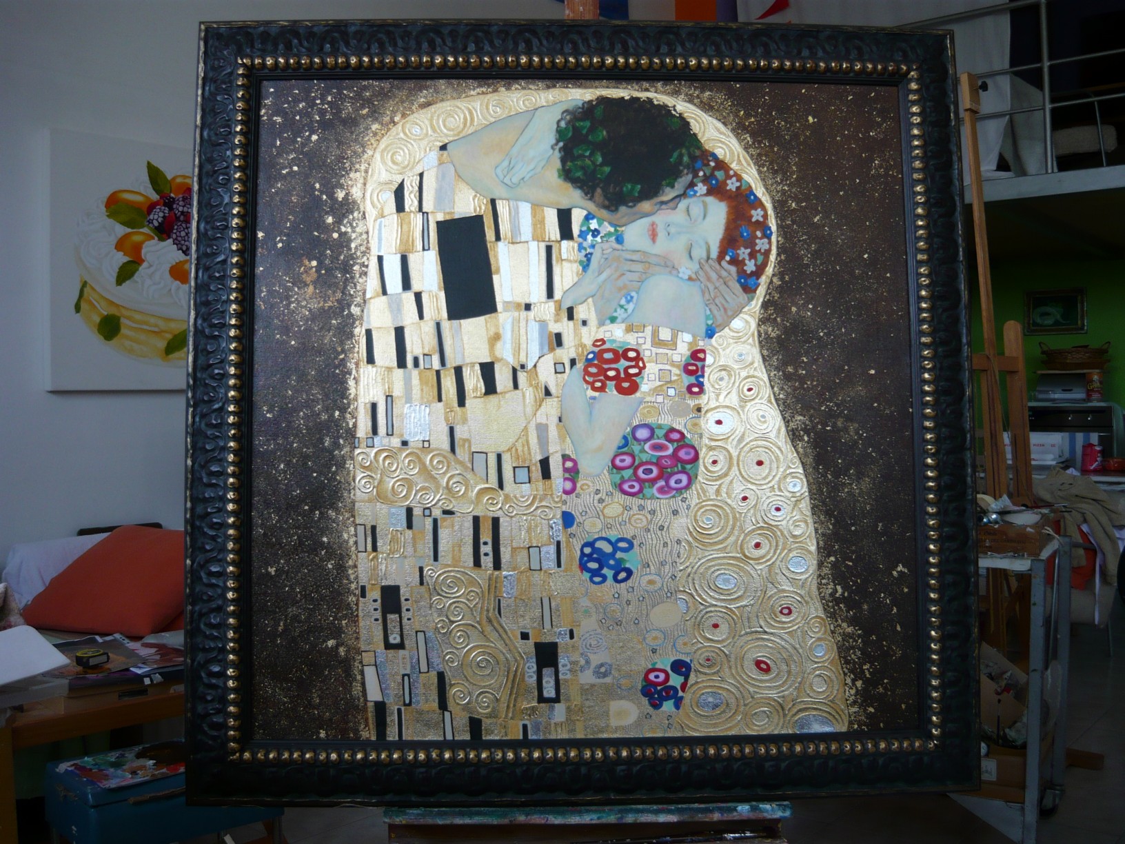 Da: Gustav Klimt - Il bacio - particolare olio e foglie d'oro su tela cm. 100 x 100